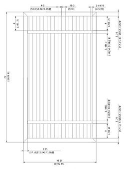 72X40.25英寸护栏推拉门(2寸)