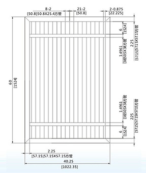 60X40.25英寸护栏推拉门(2寸)