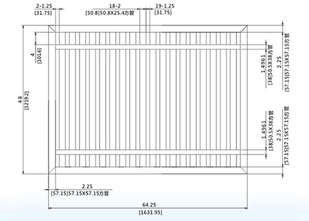 48X64.25 inch sliding fencing gate (secluded)